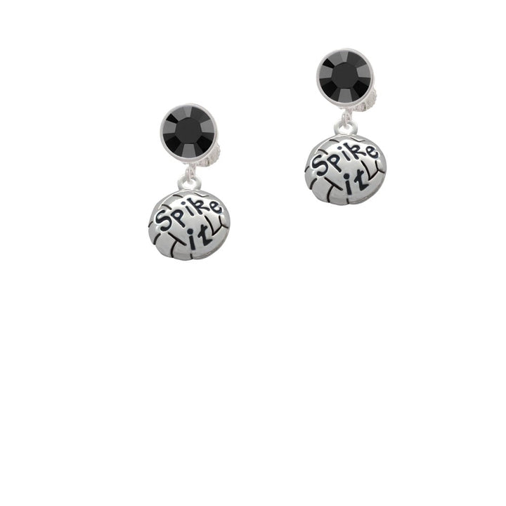 Volleyball - Spike It Crystal Clip On Earrings Image 1