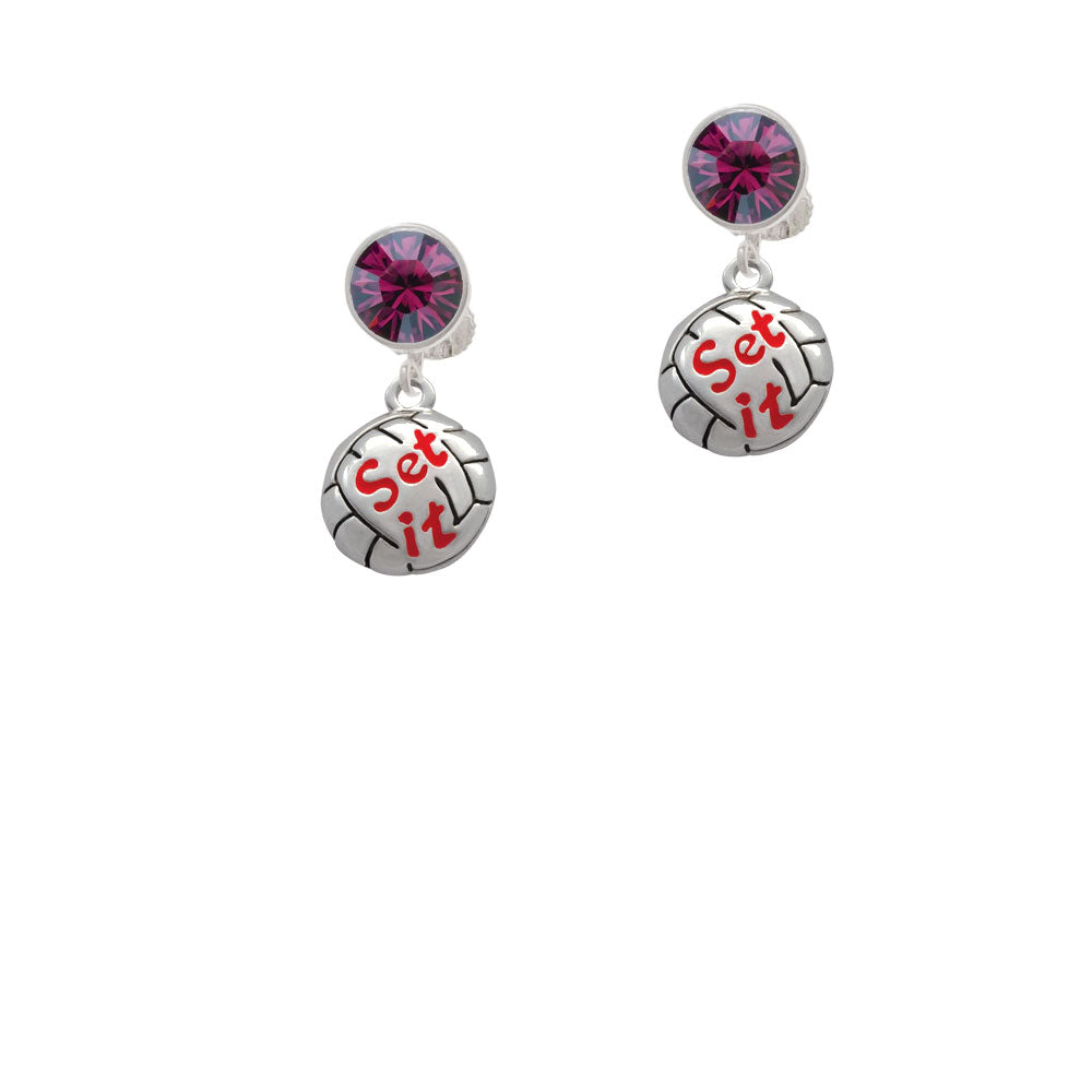 Volleyball - Set It Crystal Clip On Earrings Image 8