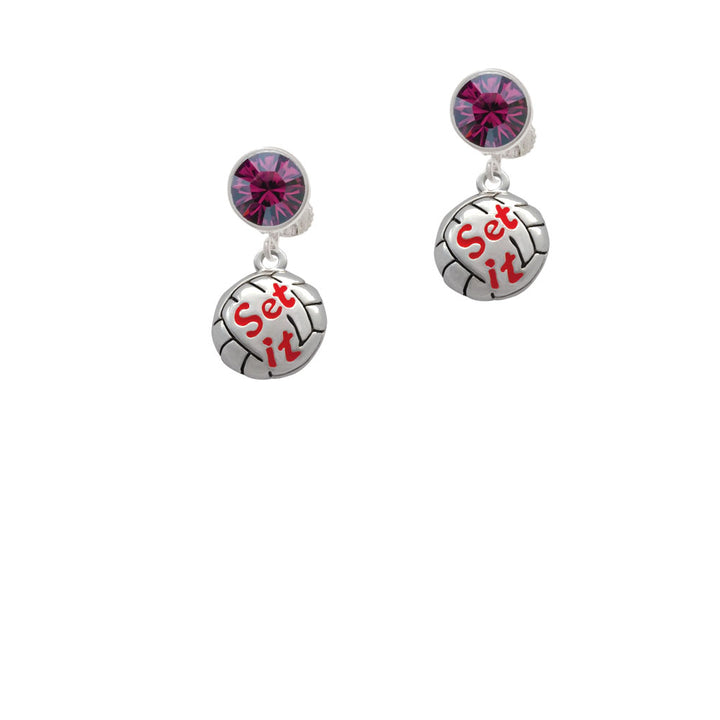 Volleyball - Set It Crystal Clip On Earrings Image 8