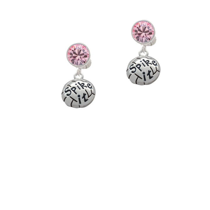 Volleyball - Spike It Crystal Clip On Earrings Image 4