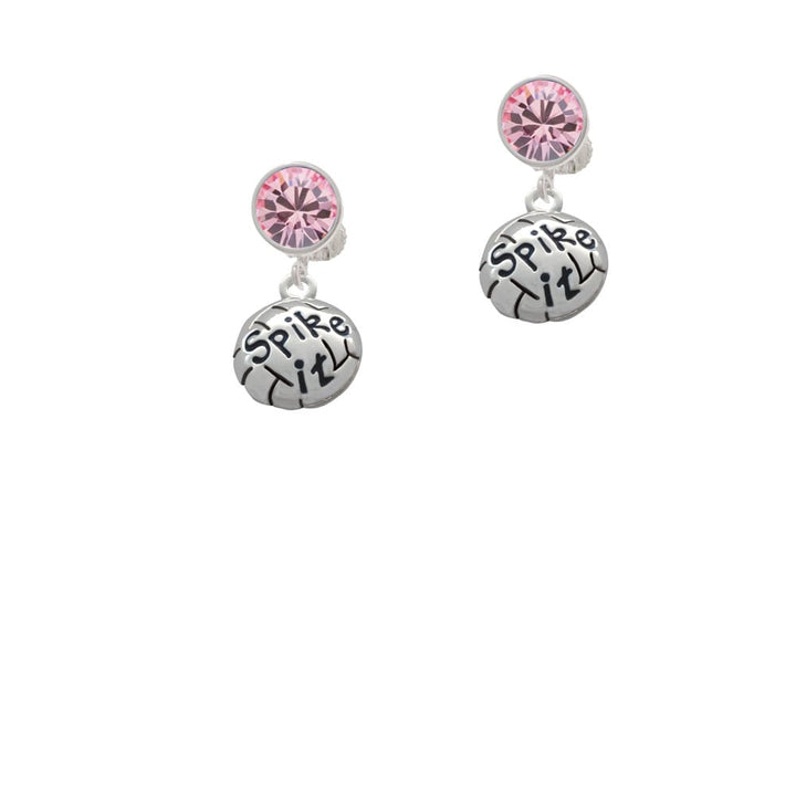 Volleyball - Spike It Crystal Clip On Earrings Image 1