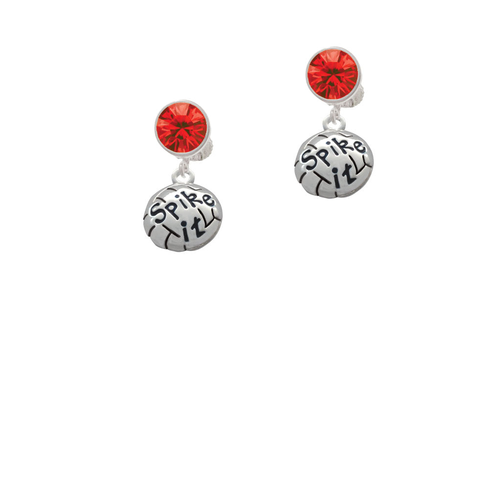 Volleyball - Spike It Crystal Clip On Earrings Image 4