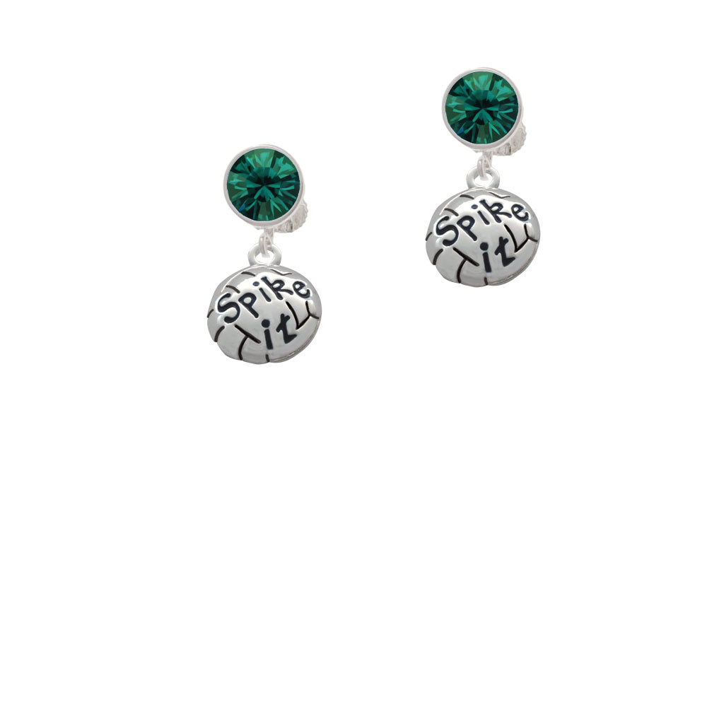 Volleyball - Spike It Crystal Clip On Earrings Image 6