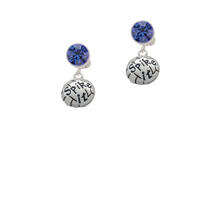 Volleyball - Spike It Crystal Clip On Earrings Image 7