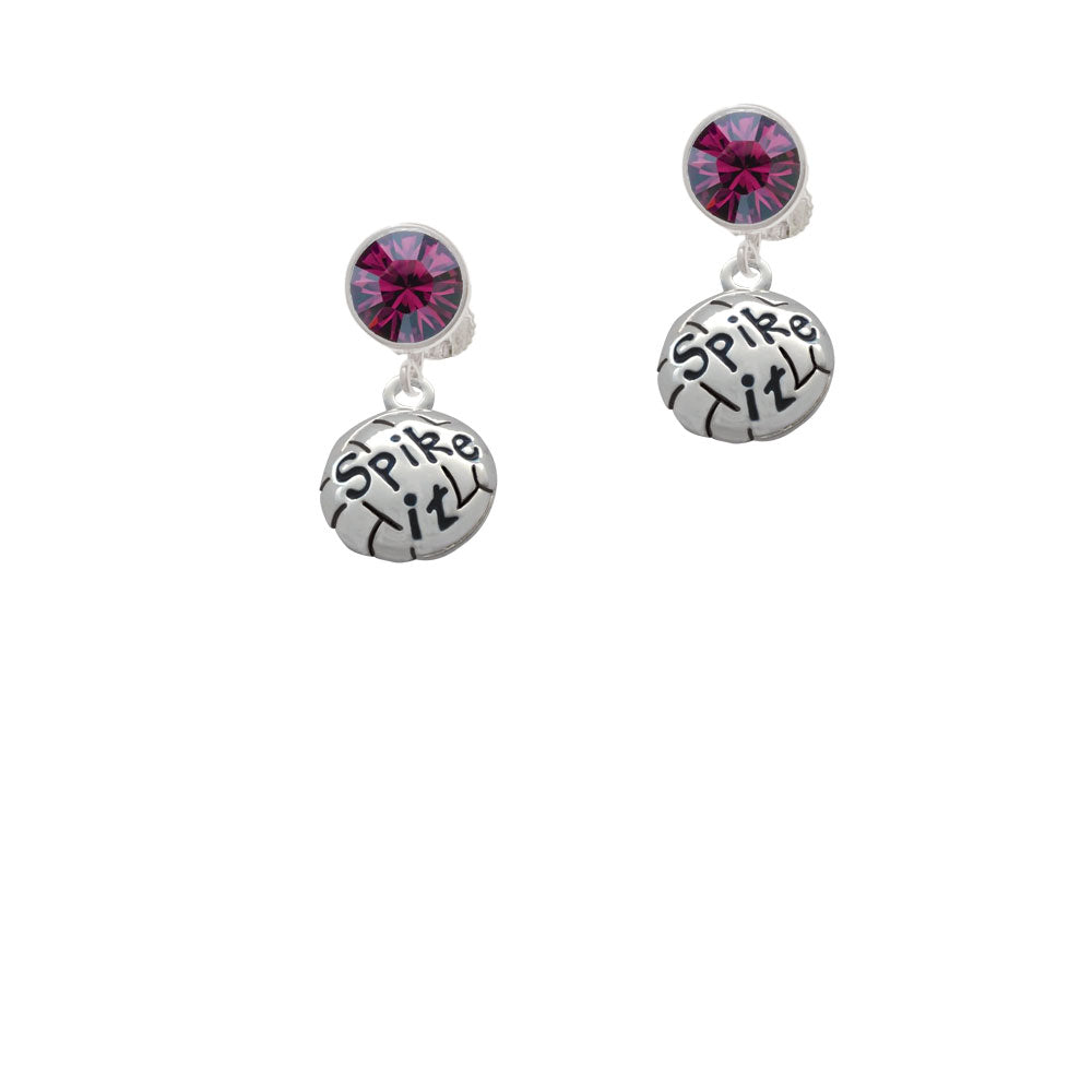 Volleyball - Spike It Crystal Clip On Earrings Image 8