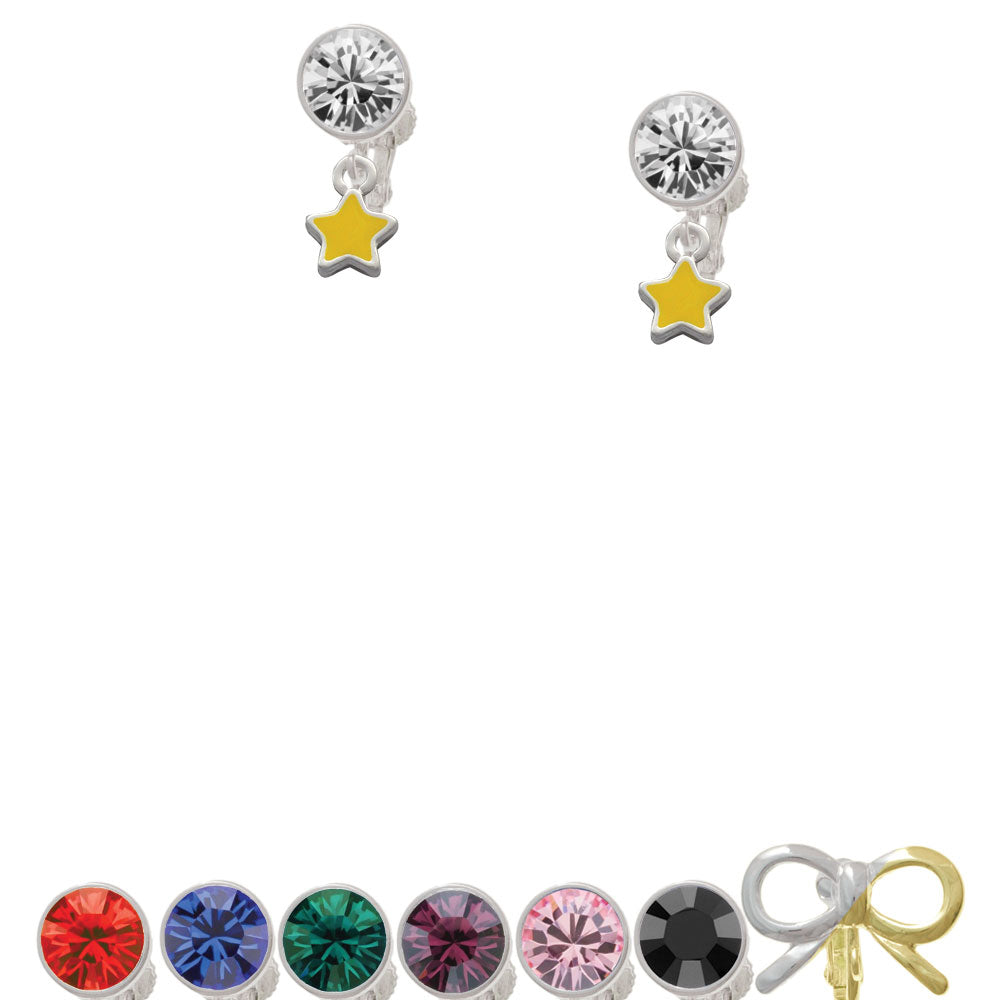 Mini Yellow Star Crystal Clip On Earrings Image 1