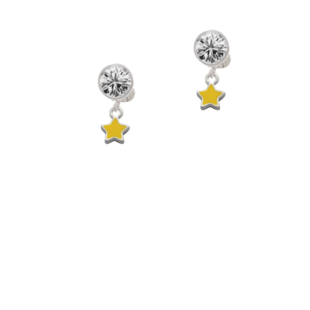 Mini Yellow Star Crystal Clip On Earrings Image 2