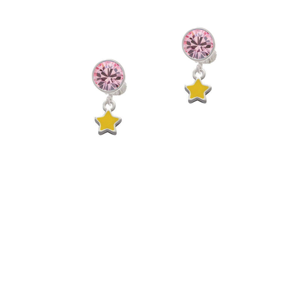 Mini Yellow Star Crystal Clip On Earrings Image 4