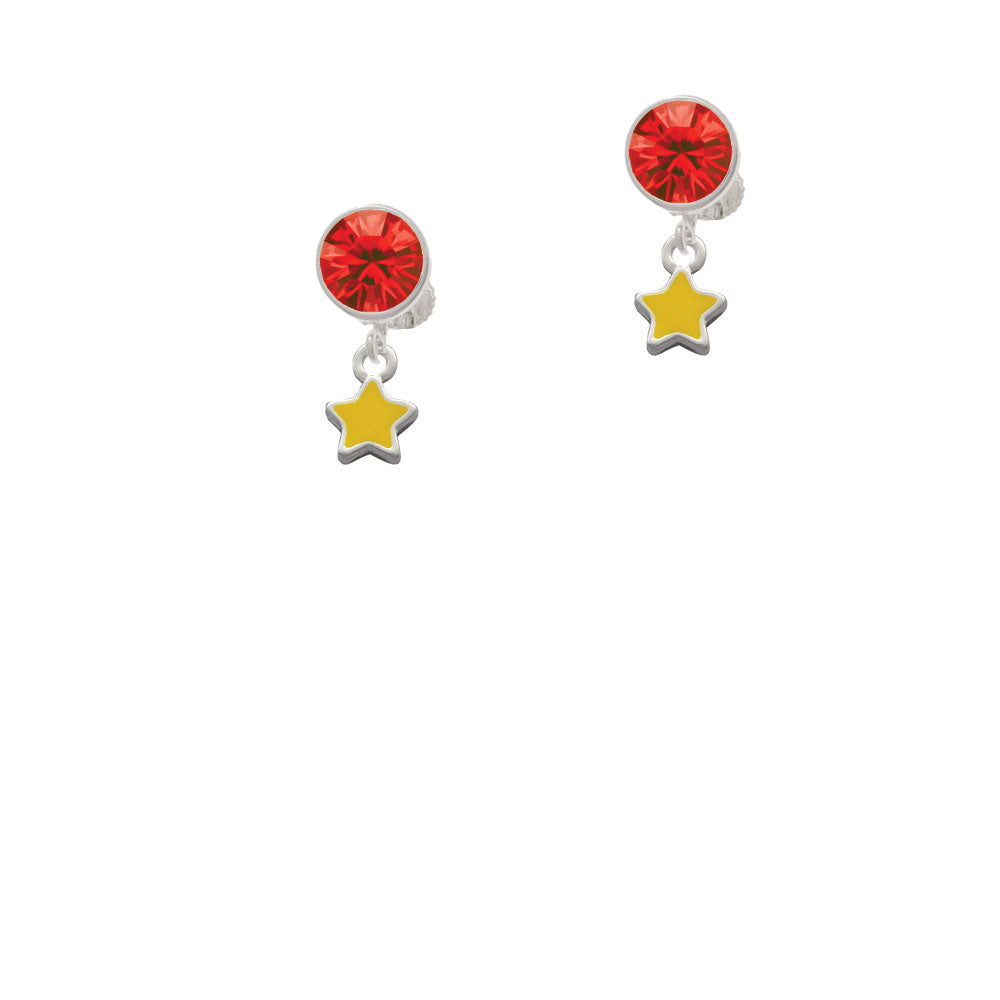 Mini Yellow Star Crystal Clip On Earrings Image 4