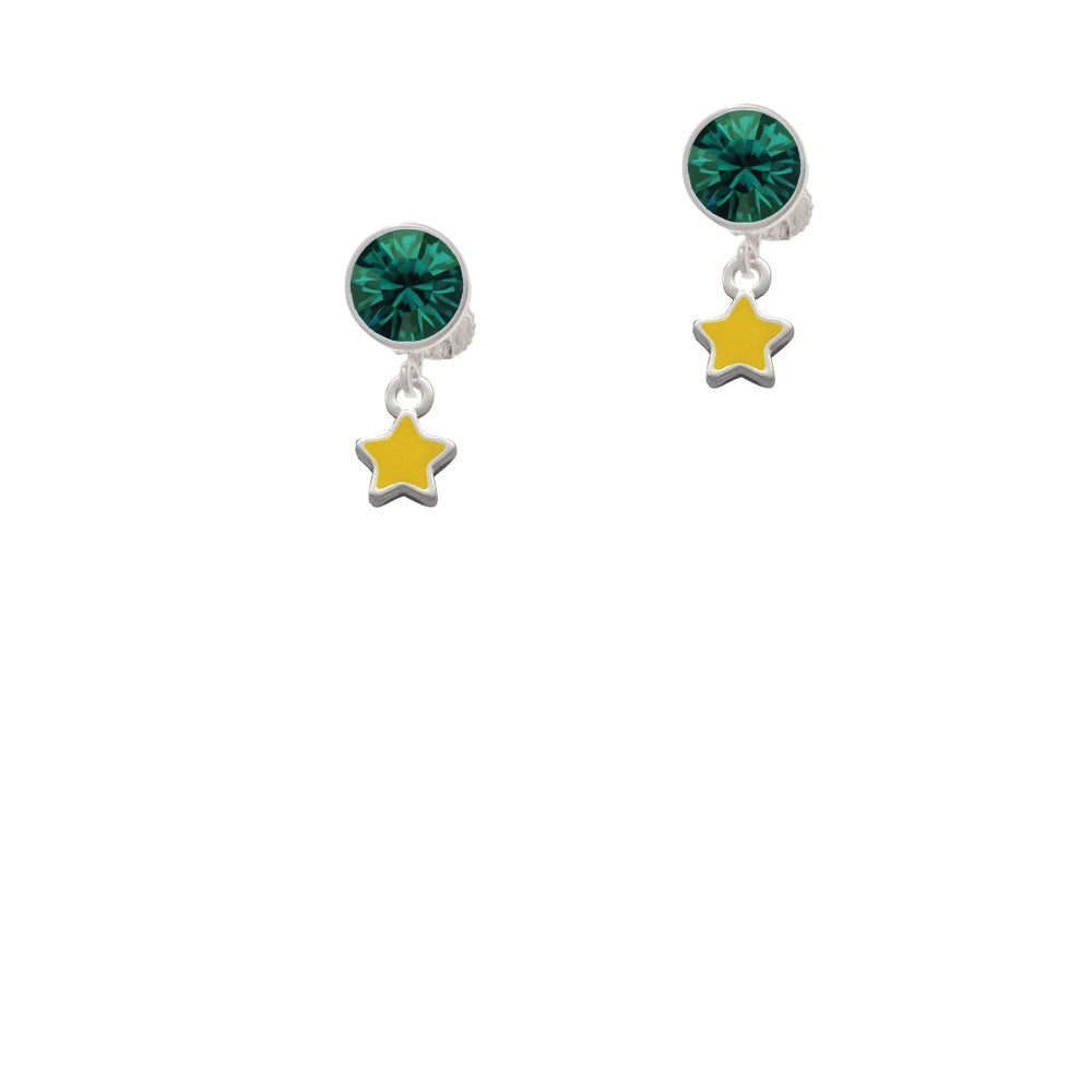 Mini Yellow Star Crystal Clip On Earrings Image 6