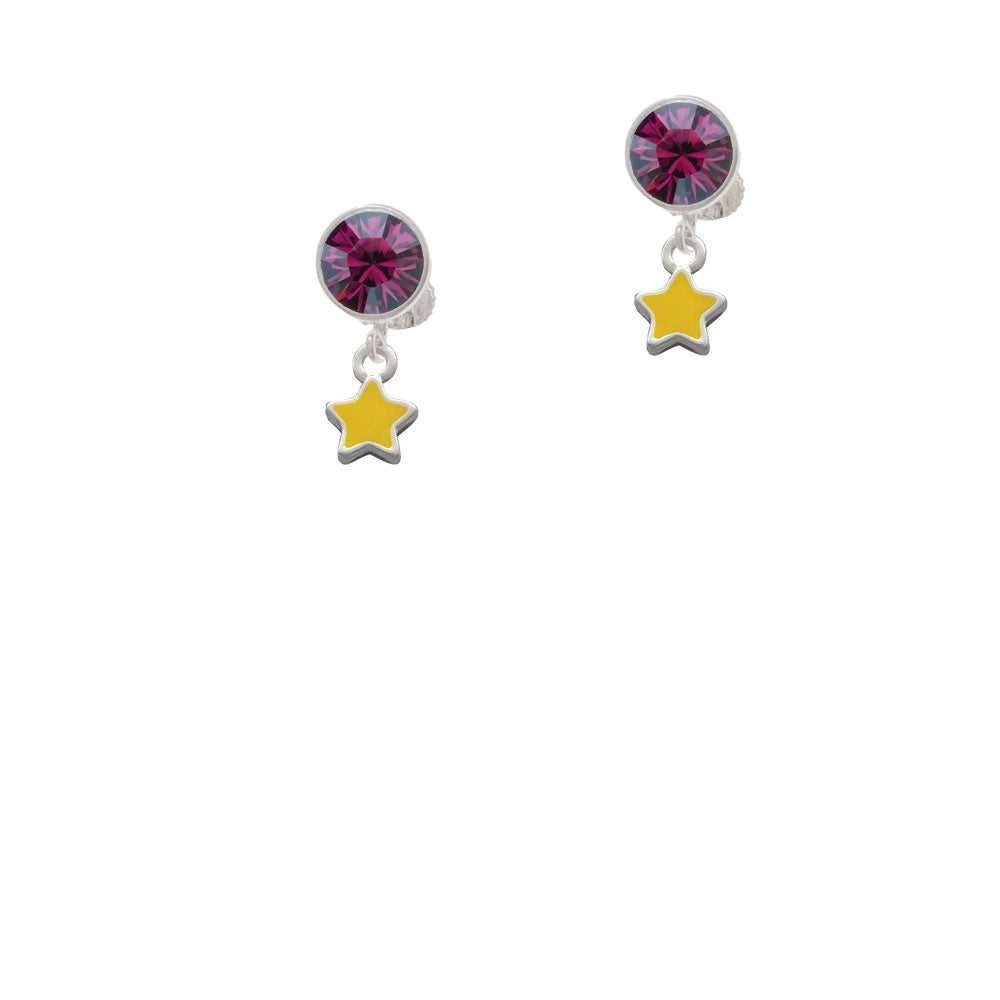 Mini Yellow Star Crystal Clip On Earrings Image 8