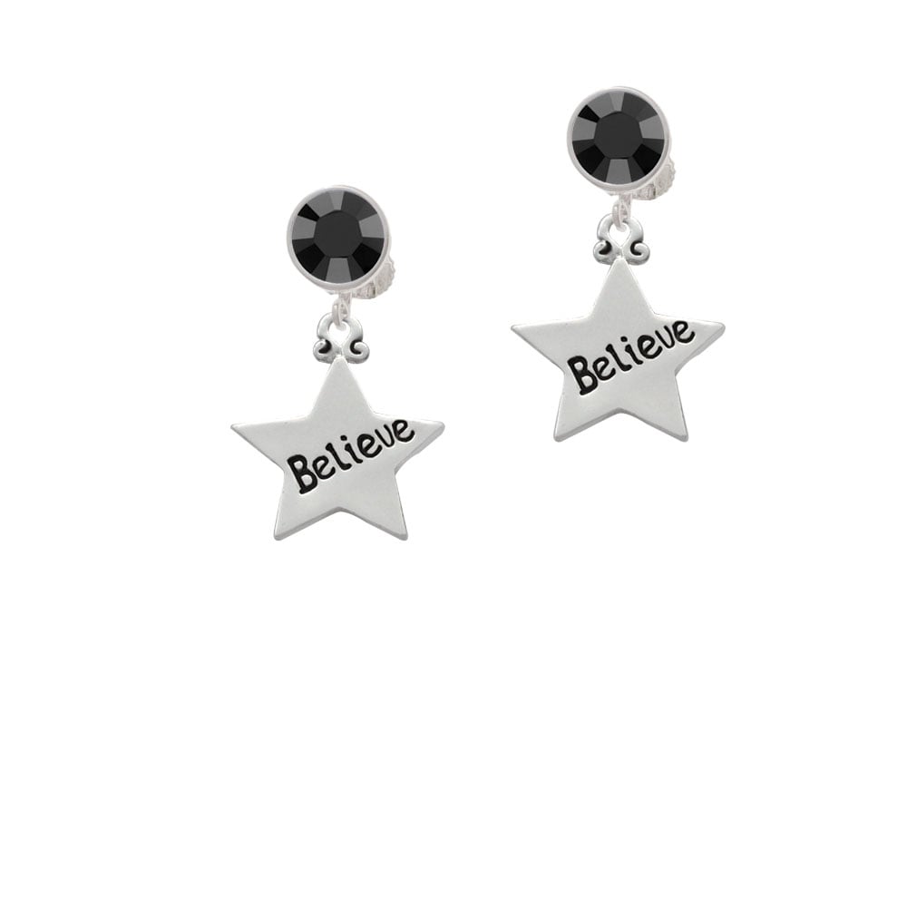 Believe Star Crystal Clip On Earrings Image 1