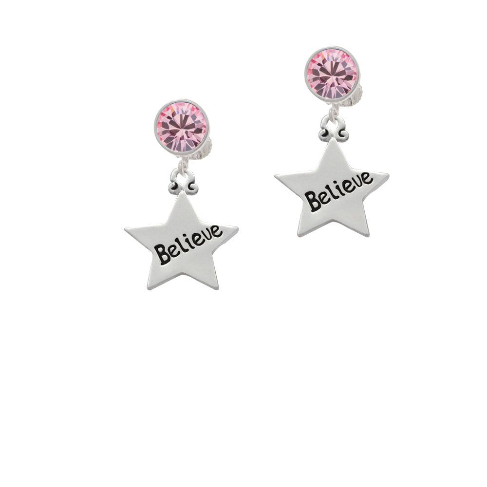 Believe Star Crystal Clip On Earrings Image 4