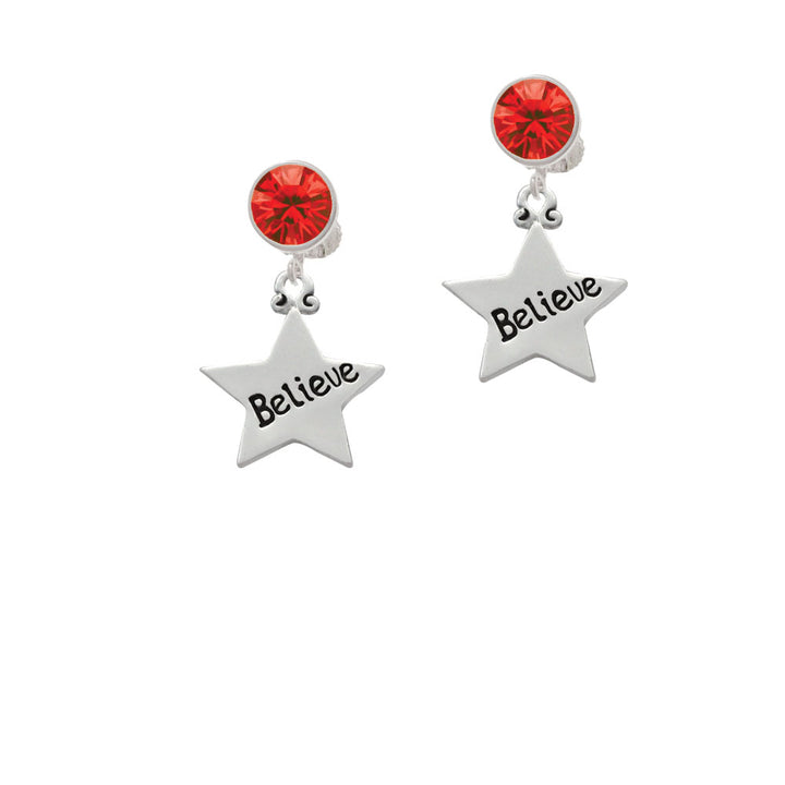 Believe Star Crystal Clip On Earrings Image 4