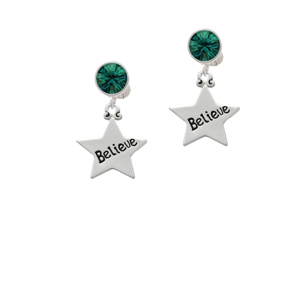 Believe Star Crystal Clip On Earrings Image 6