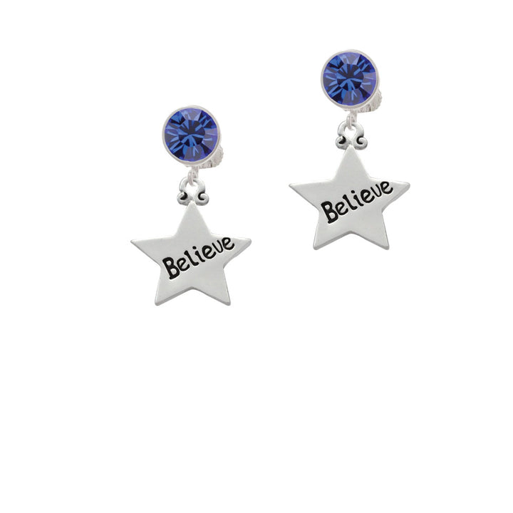 Believe Star Crystal Clip On Earrings Image 7