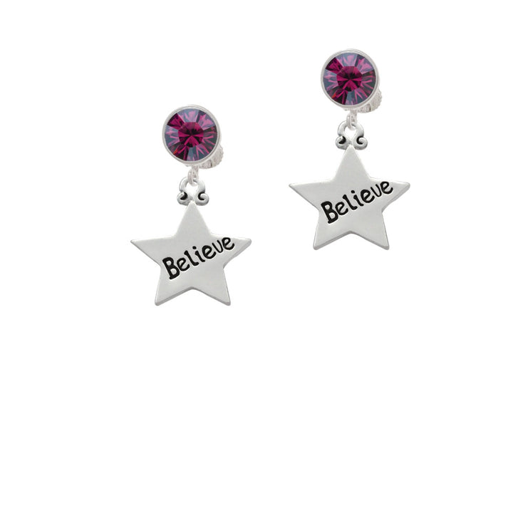 Believe Star Crystal Clip On Earrings Image 8