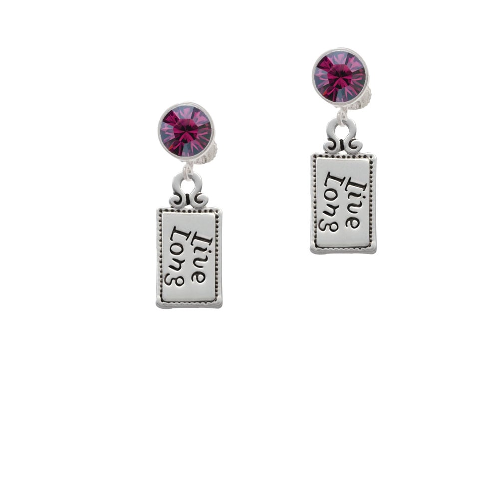 Live Long Crystal Clip On Earrings Image 1