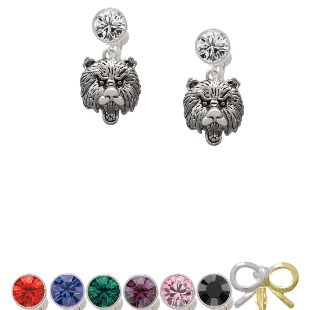 Large Bear - Mascot Crystal Clip On Earrings Image 1