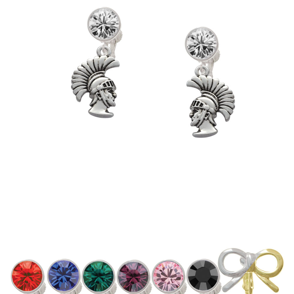 Large Trojan - Mascot Crystal Clip On Earrings Image 1