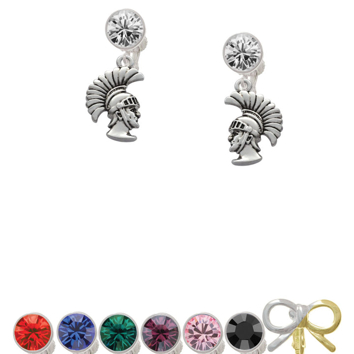 Large Trojan - Mascot Crystal Clip On Earrings Image 1