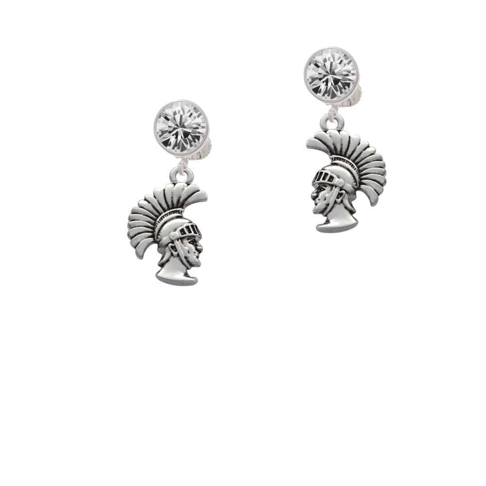 Large Trojan - Mascot Crystal Clip On Earrings Image 2