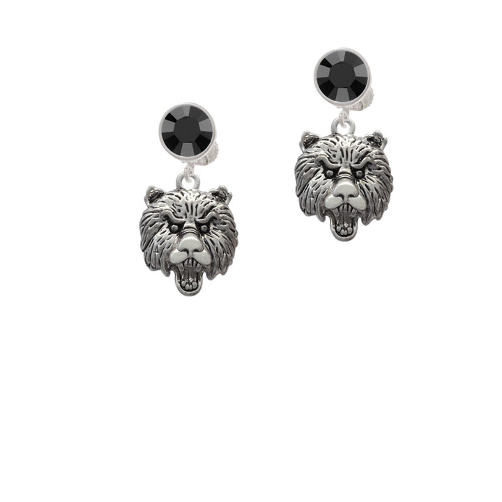 Large Bear - Mascot Crystal Clip On Earrings Image 3