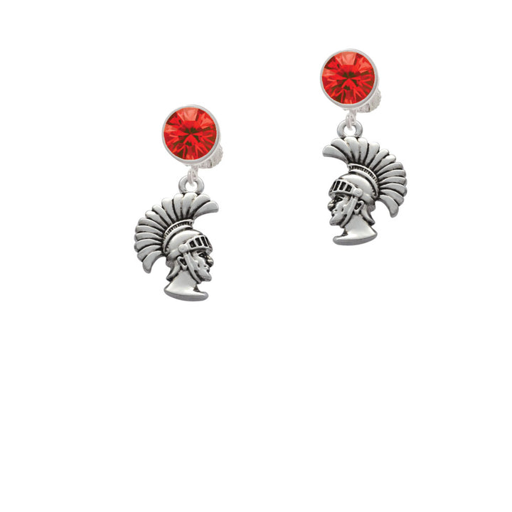 Large Trojan - Mascot Crystal Clip On Earrings Image 4