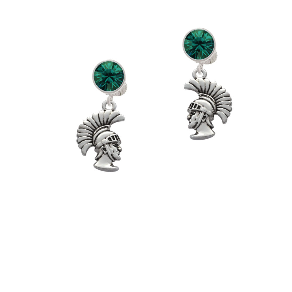 Large Trojan - Mascot Crystal Clip On Earrings Image 6