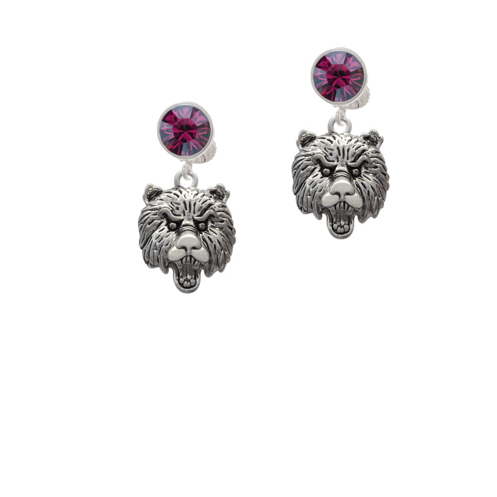 Large Bear - Mascot Crystal Clip On Earrings Image 8