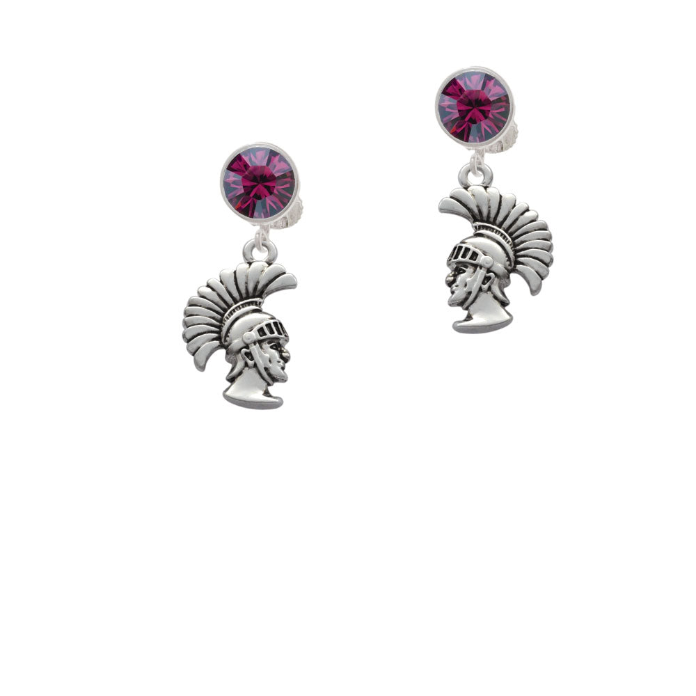 Large Trojan - Mascot Crystal Clip On Earrings Image 8