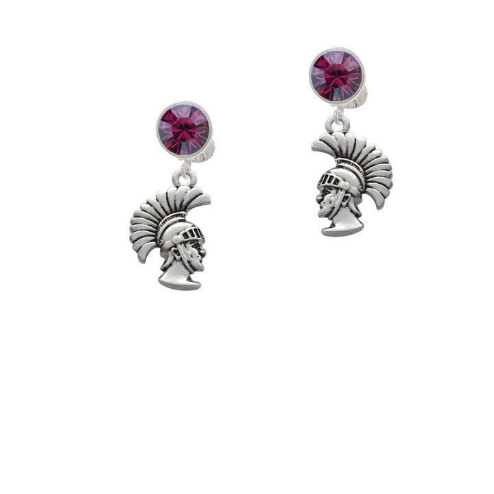 Large Trojan - Mascot Crystal Clip On Earrings Image 1