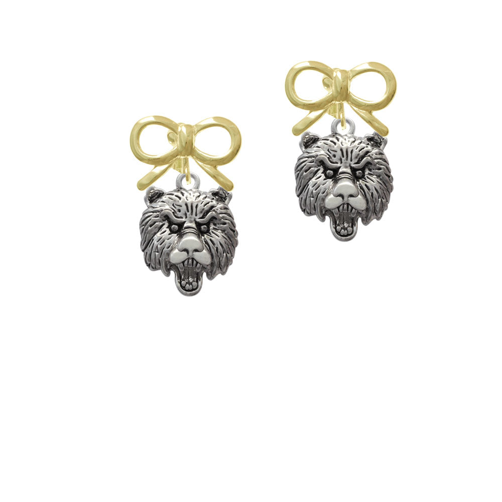 Large Bear - Mascot Crystal Clip On Earrings Image 10