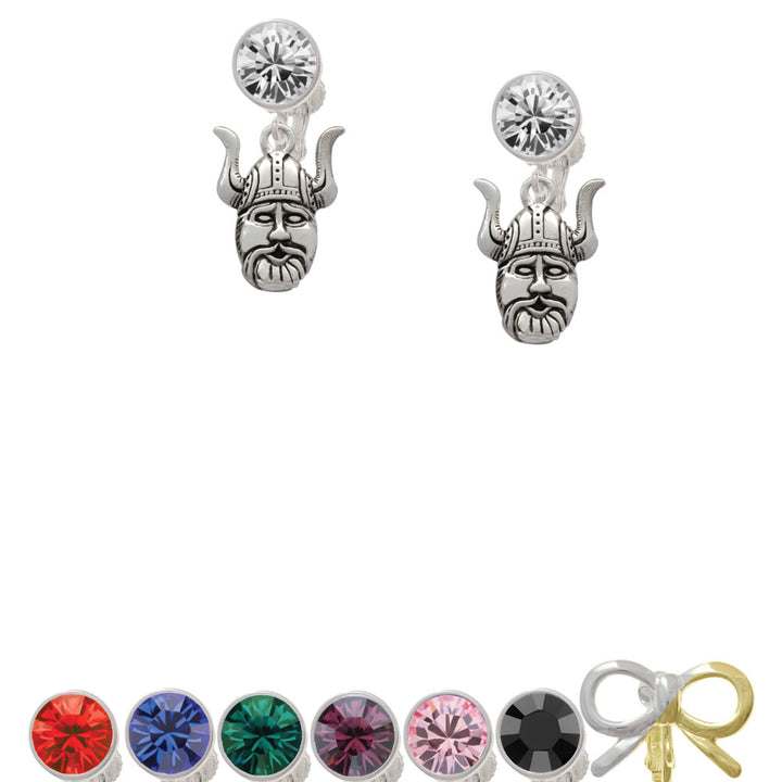 Large Viking - Mascot Crystal Clip On Earrings Image 1