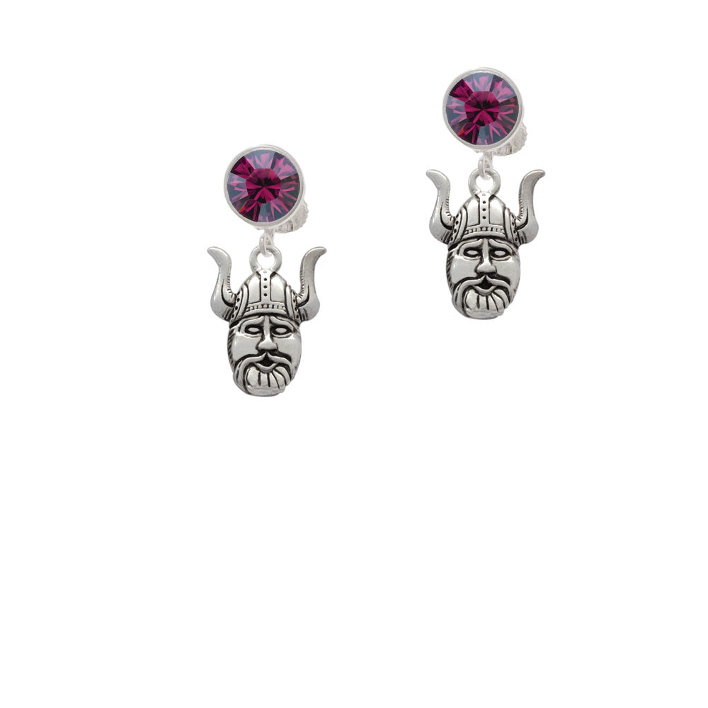 Large Viking - Mascot Crystal Clip On Earrings Image 8