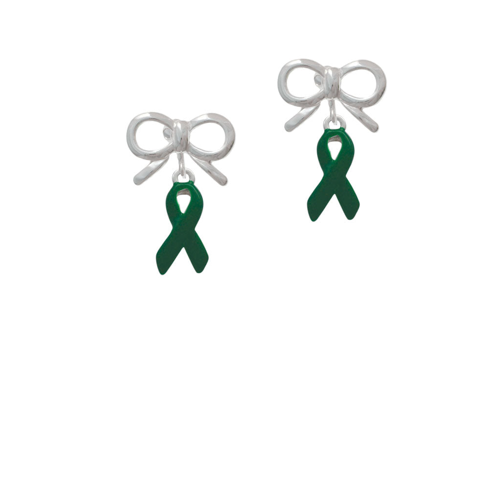 Green Ribbon Crystal Clip On Earrings Image 9