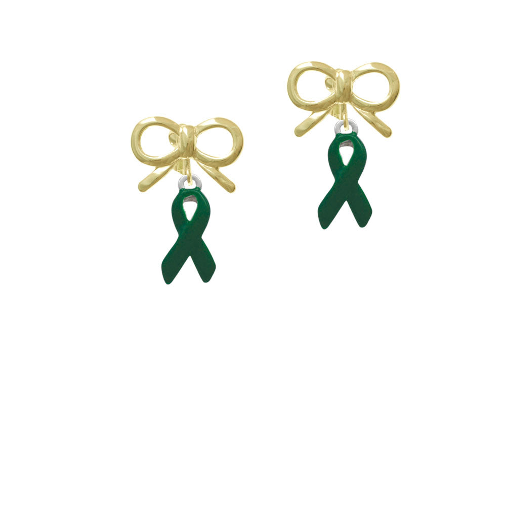 Green Ribbon Crystal Clip On Earrings Image 10