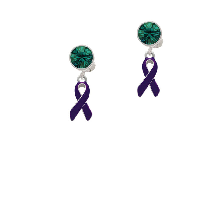 Purple Ribbon Crystal Clip On Earrings Image 6