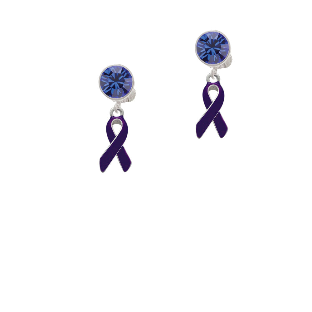 Purple Ribbon Crystal Clip On Earrings Image 7