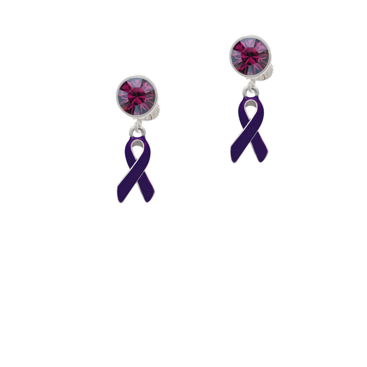 Purple Ribbon Crystal Clip On Earrings Image 8