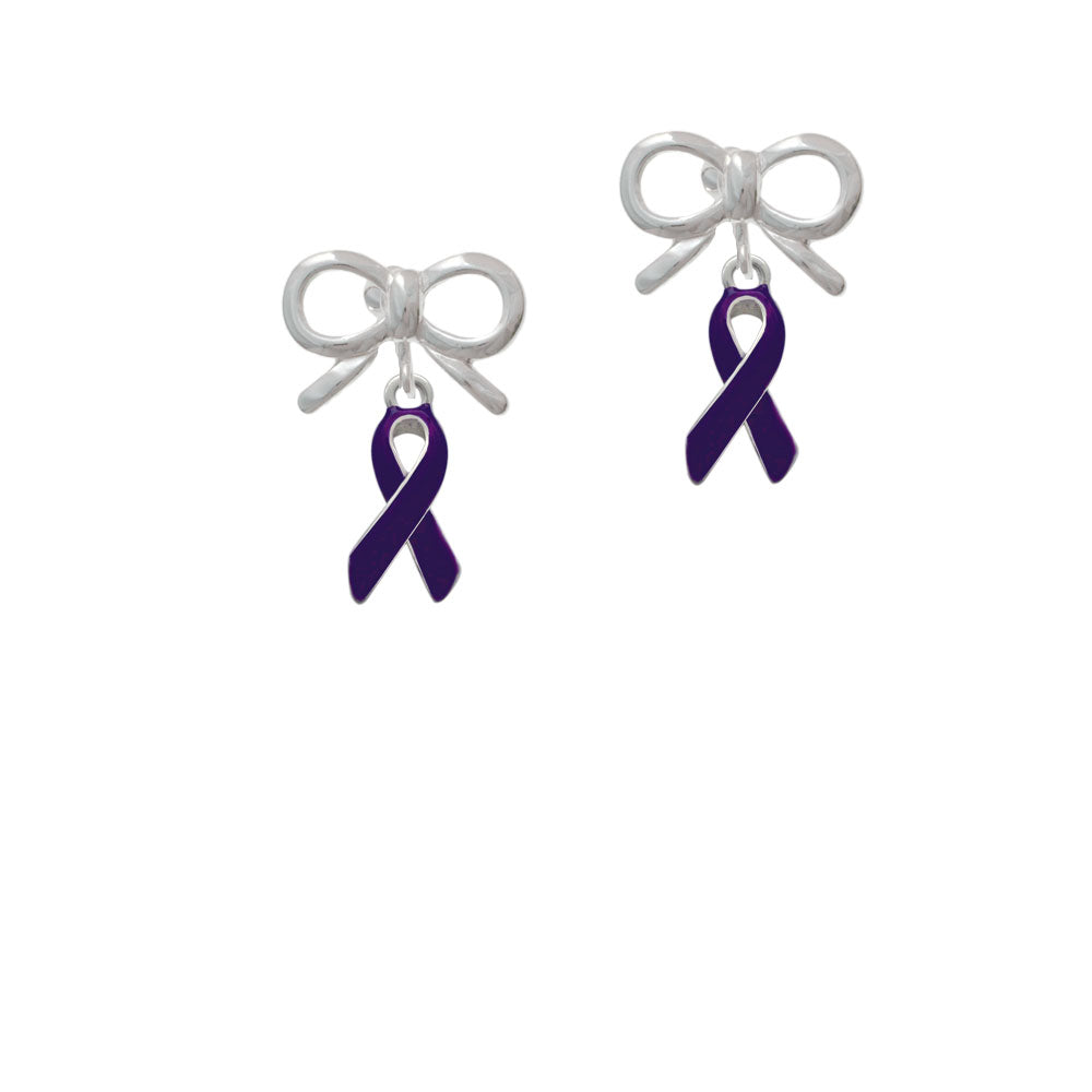 Purple Ribbon Crystal Clip On Earrings Image 9