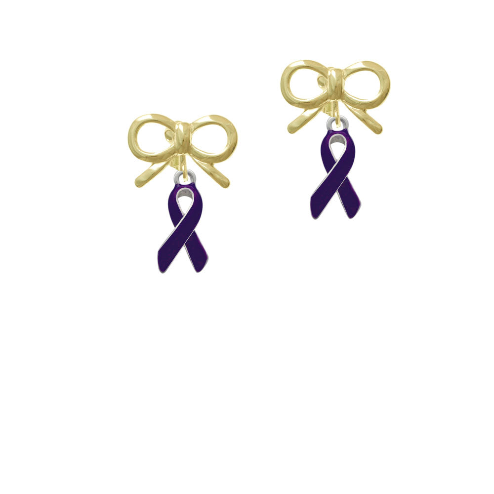 Purple Ribbon Crystal Clip On Earrings Image 10