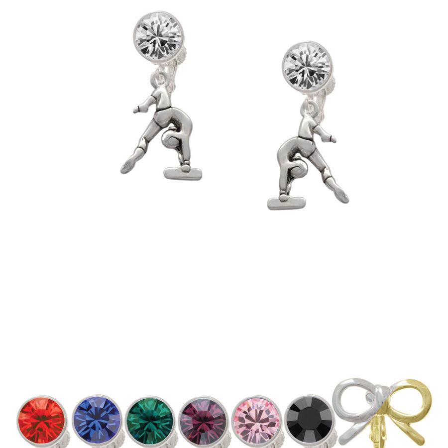 Gymnast Balance Beam Crystal Clip On Earrings Image 1