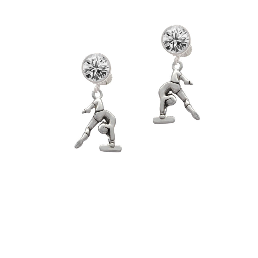 Gymnast Balance Beam Crystal Clip On Earrings Image 2