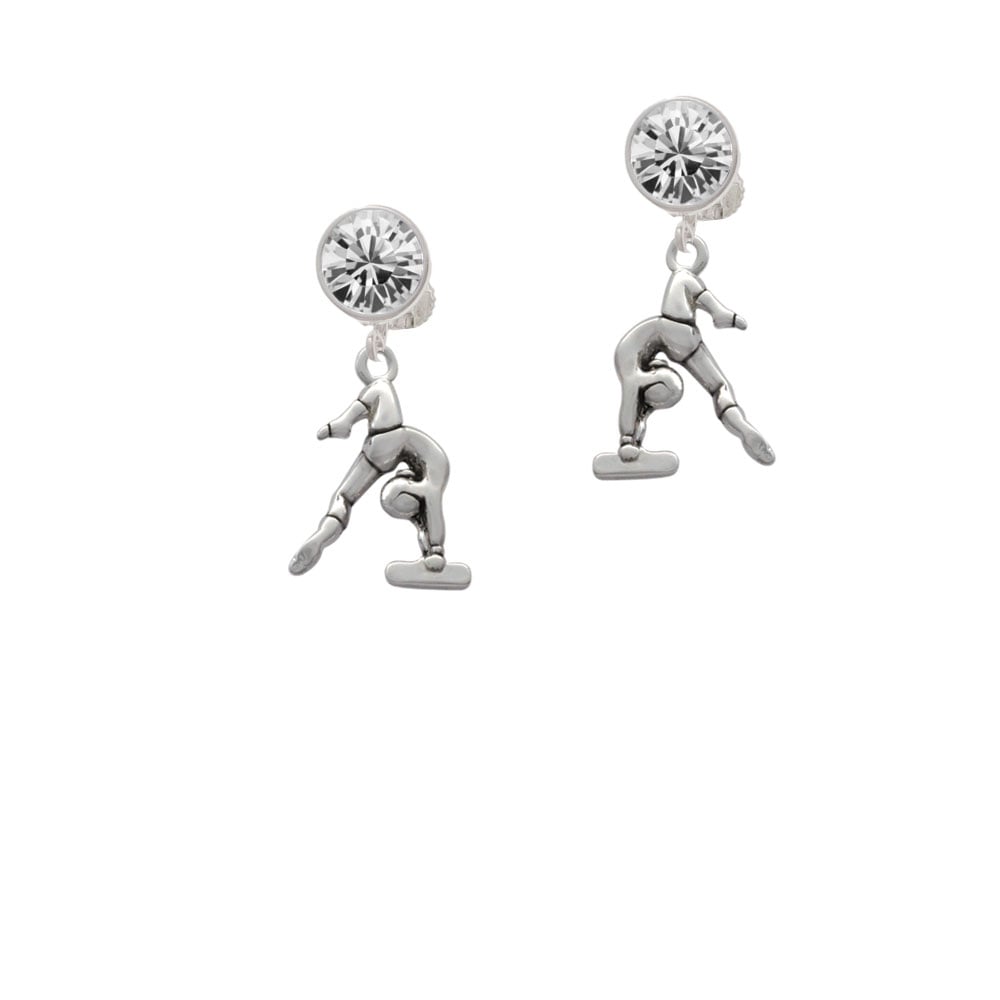 Gymnast Balance Beam Crystal Clip On Earrings Image 1