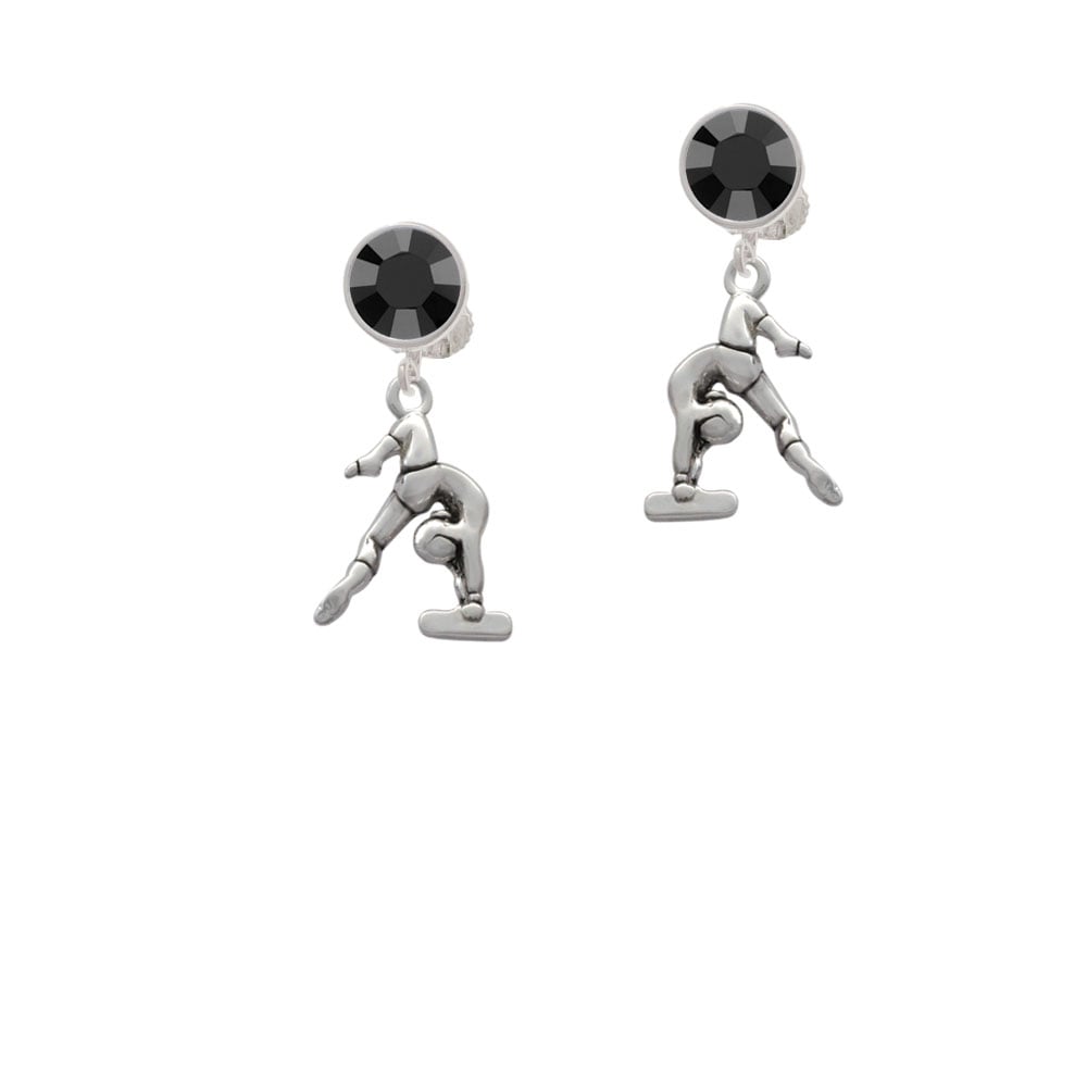 Gymnast Balance Beam Crystal Clip On Earrings Image 1