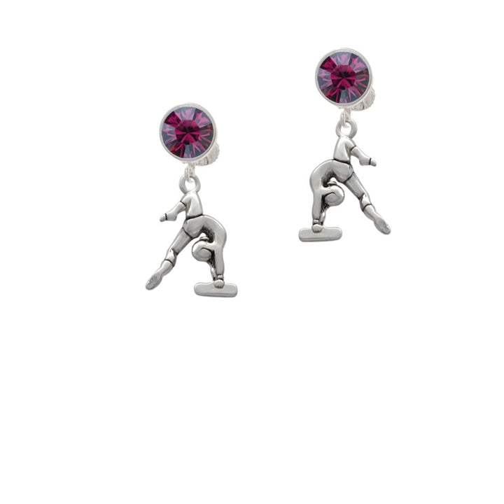 Gymnast Balance Beam Crystal Clip On Earrings Image 1