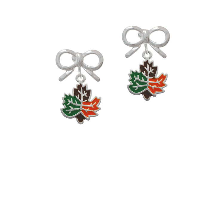 Large Enamel Fall Leaf Crystal Clip On Earrings Image 9