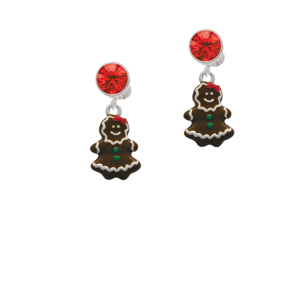 Enamel Gingerbread Girl Crystal Clip On Earrings Image 4