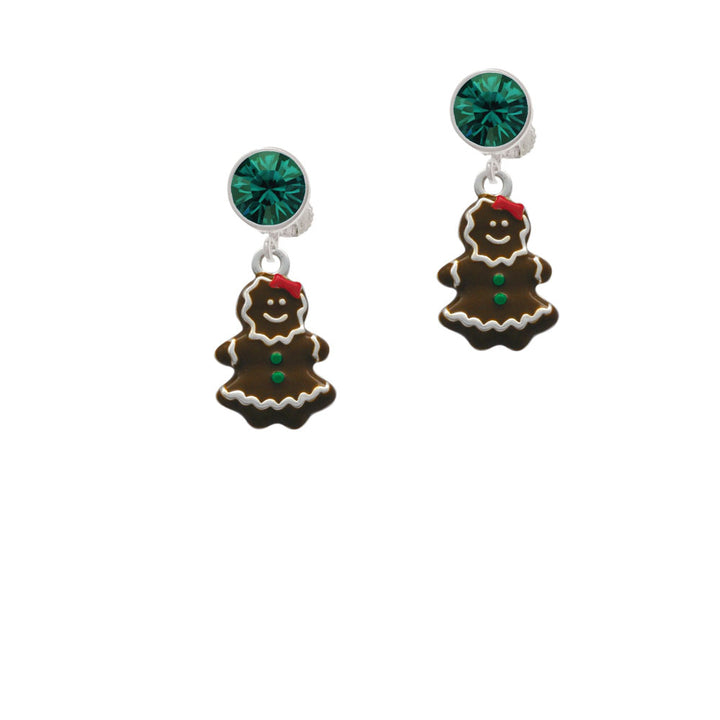 Enamel Gingerbread Girl Crystal Clip On Earrings Image 6